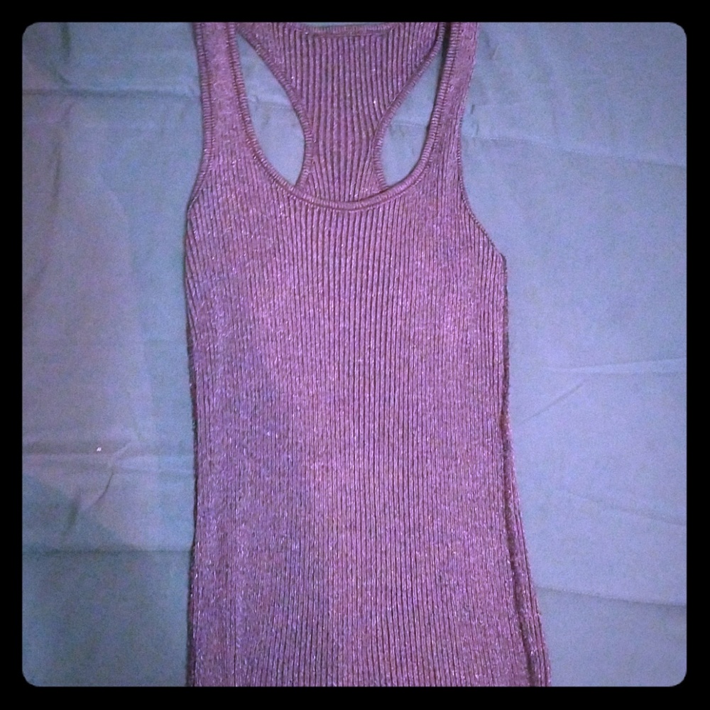Gold glittered razor back dressy tank top